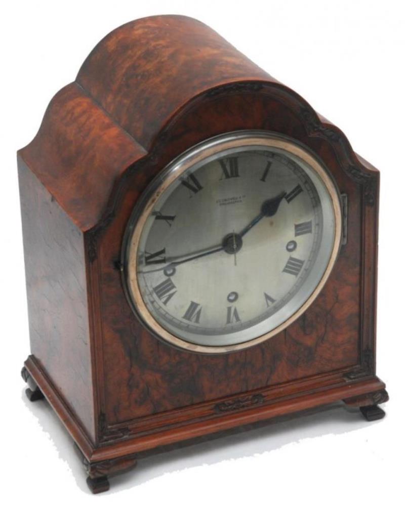 J.E. CALDWELL & CO BURLWOOD MANTEL CLOCK