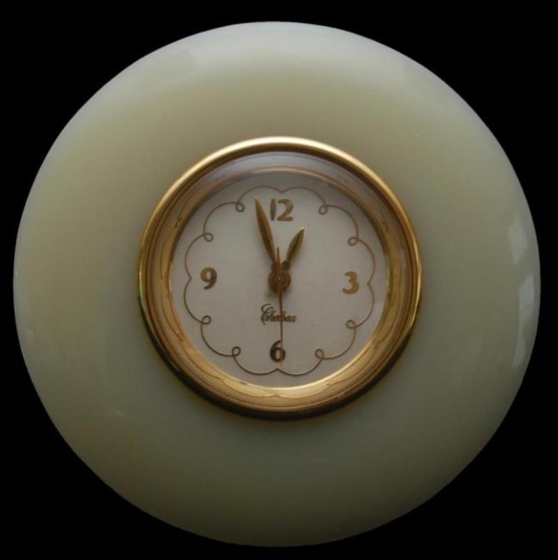 CHELSEA ELECRONOMETER LUCITE GILT METAL DESK CLOCK