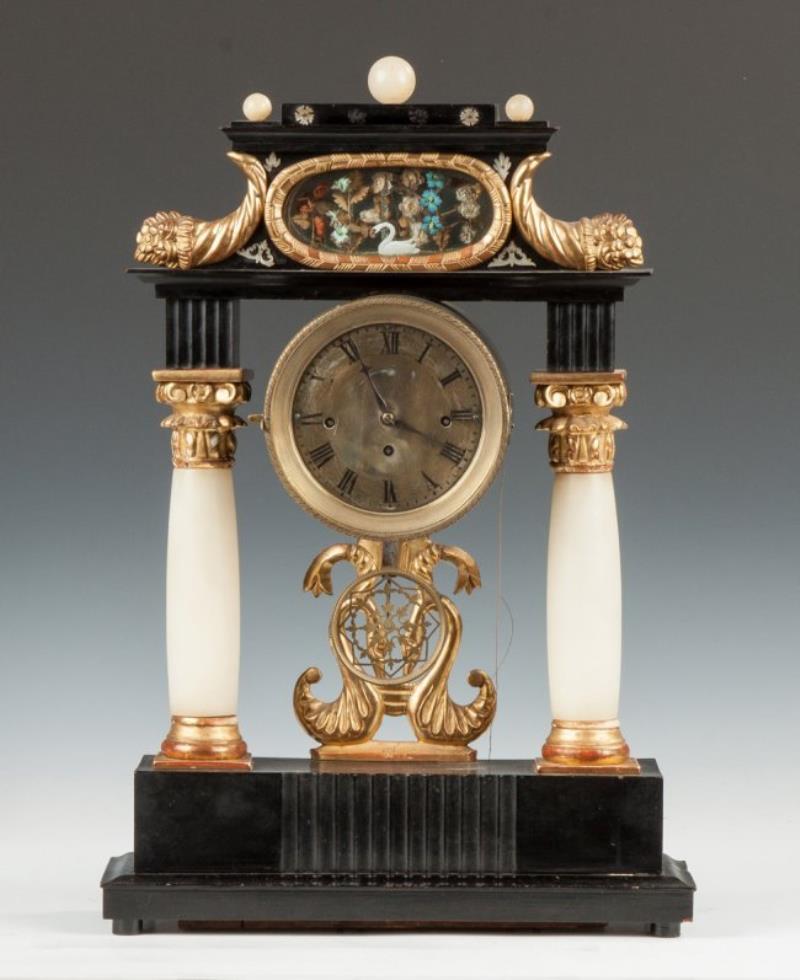 Austrian Ebonized & Alabaster Clock