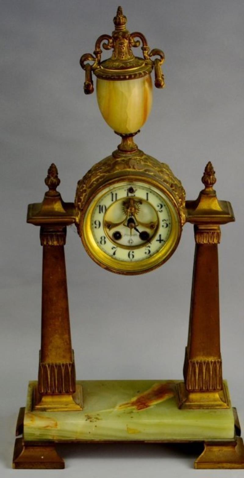 Gilbert “Belgrade” Gilt Metal & Onyx Clock