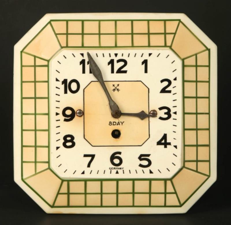 A HAMBURG AMERICAN ART DECO EIGHT DAY KITCHEN CLOCK