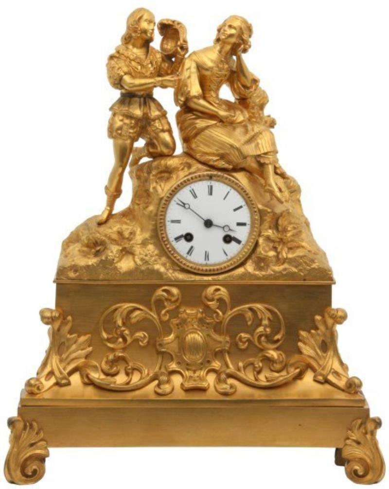 French Bronze Silk Thread Mantle Clock