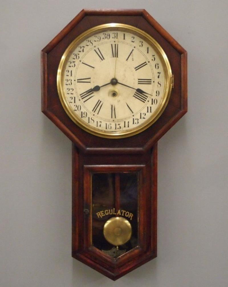 Waterbury long drop schoolhouse clock