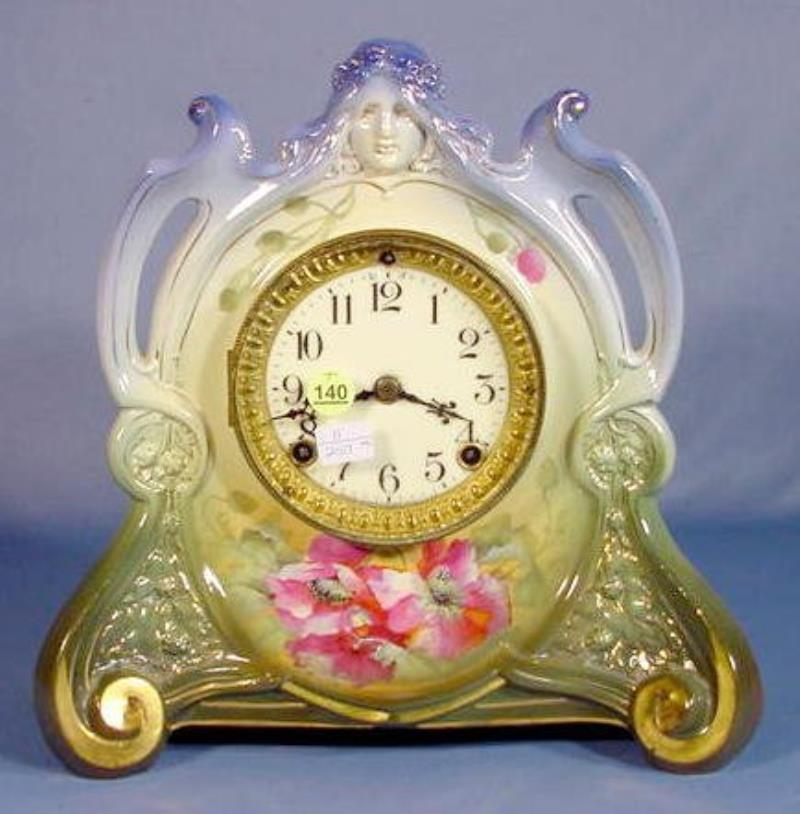 Ansonia Royal Bonn La Chapelle Porcelain Clock