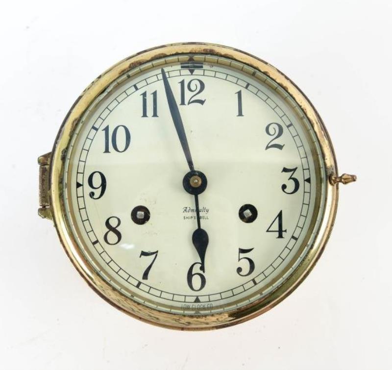 ADMIRALTY BRASS SHIPS BELL DECK CLOCK