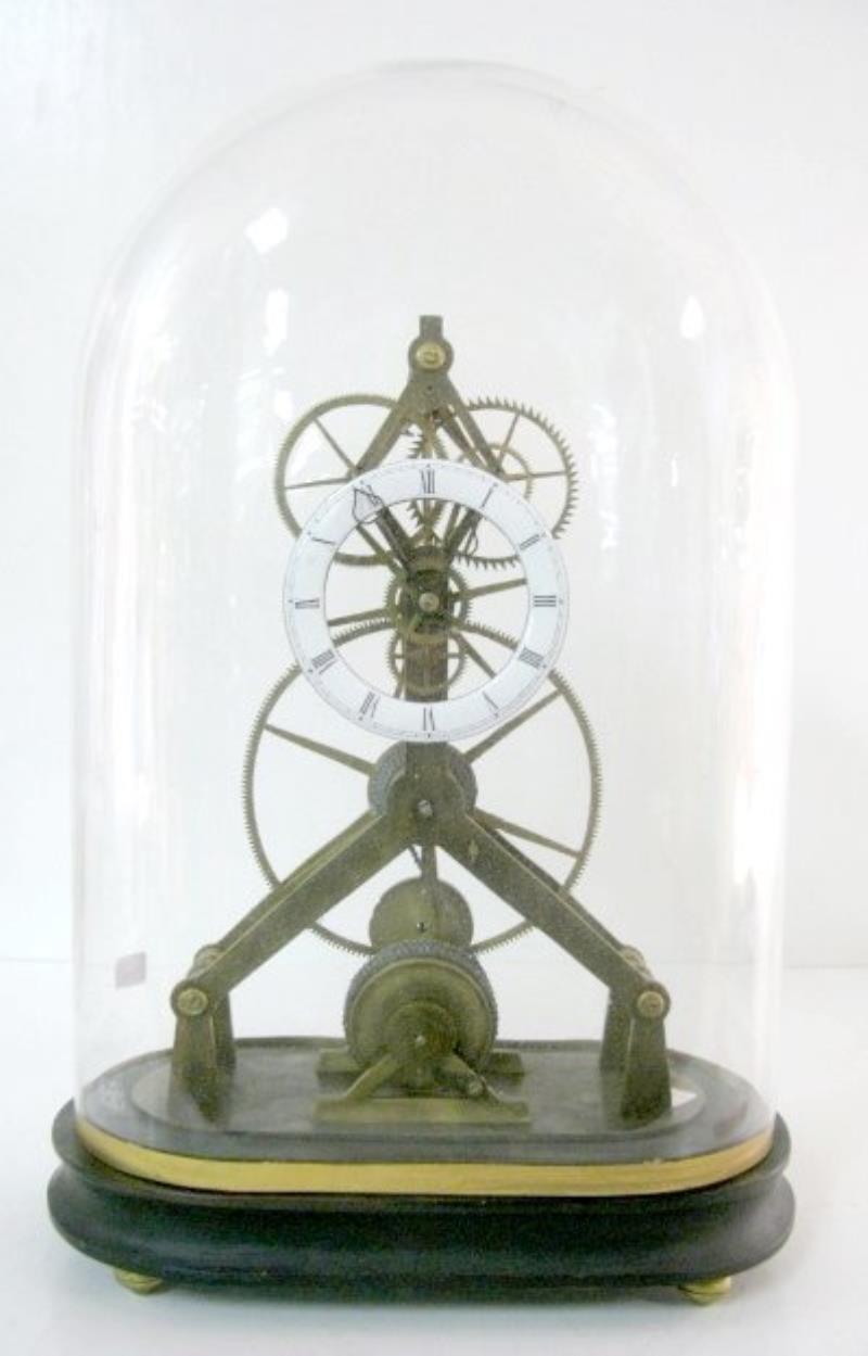 Single Fusee Skeleton Clock, Under Dome