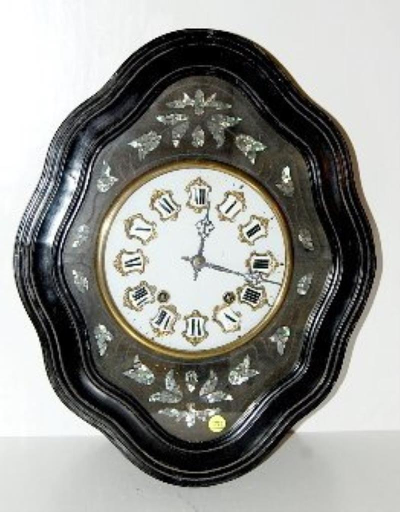 Shell Inlaid T & S Hanging Clock