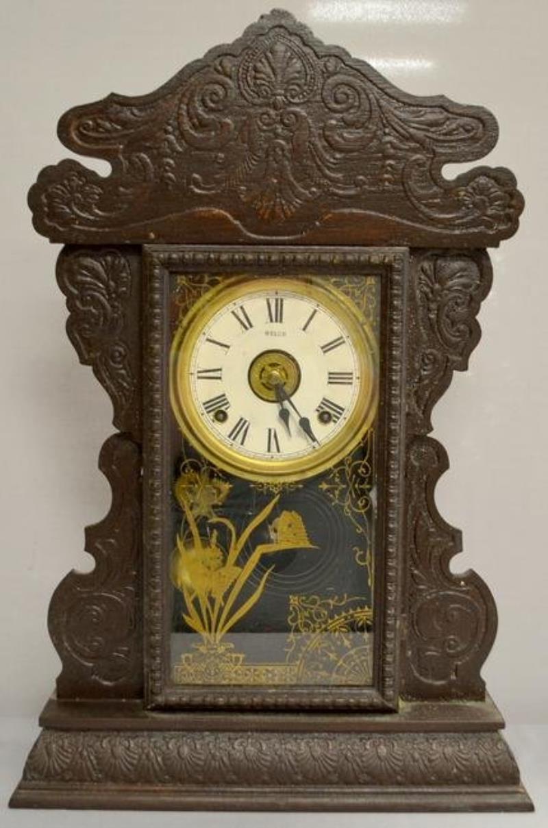 E. N. Welch Carved Kitchen Clock W/Alarm