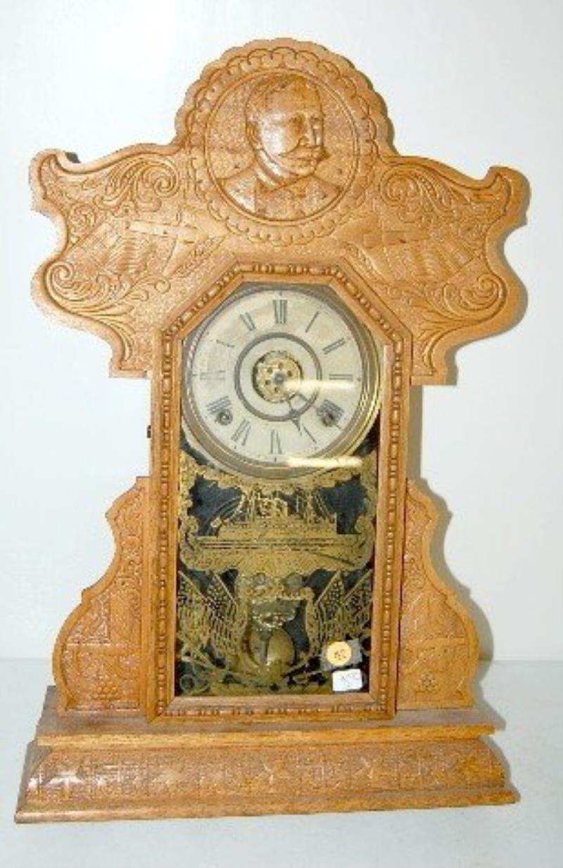 Ingraham Dewey Oak Mantle Clock