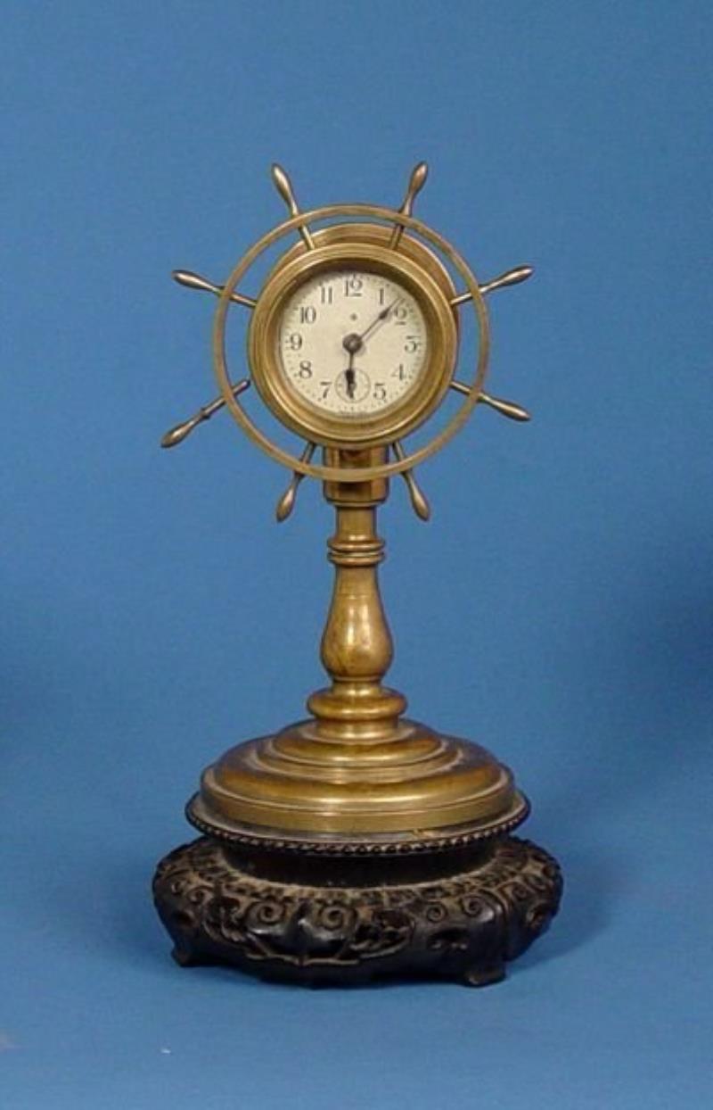 Ansonia Ships Wheel Pedestal Mantel Clock