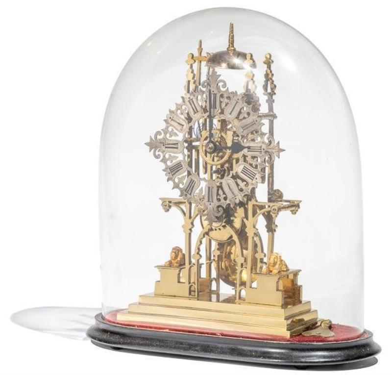 English Double Fusee Skeleton Clock