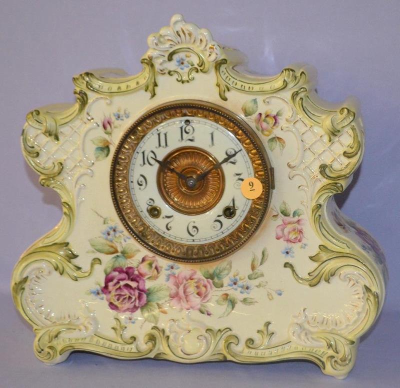 Antique Ansonia Dresden  Extra #24 Porcelain clock