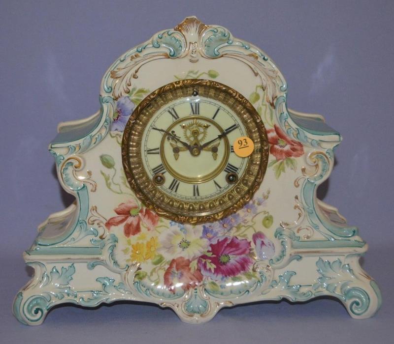 Antique Ansonia (la Nord) porcelain Mantle Clock