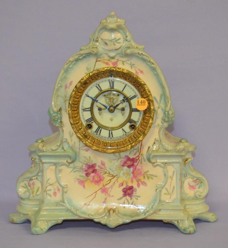 Antique Ansonia (La Manche) porcelain Mantle Clock