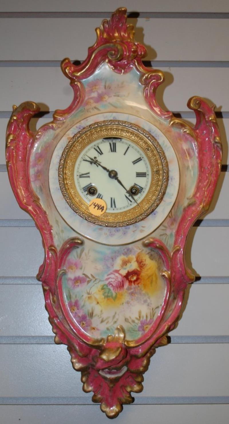 Antique Ansonia Porcelain Hanging #3 Wall Clock