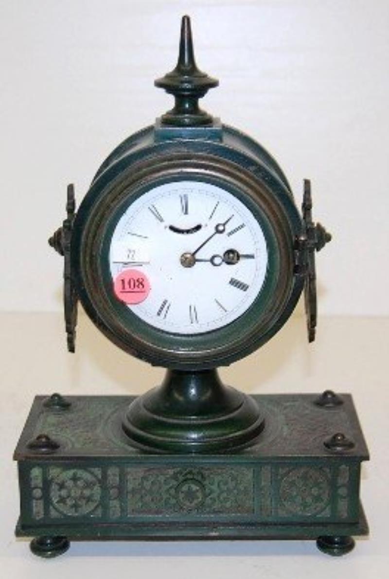 Tucker Bronze Shelf Clock, Signed S.E. Root