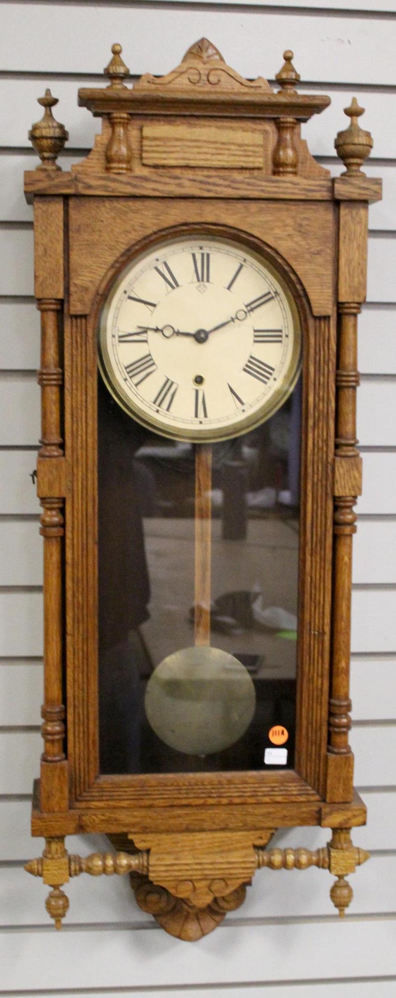 Antique Ansonia Queen Elizabeth Oak Wall Clock