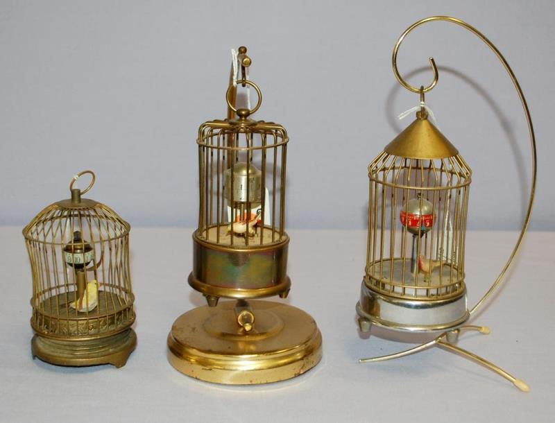 3 Brass Bird Cage Clocks