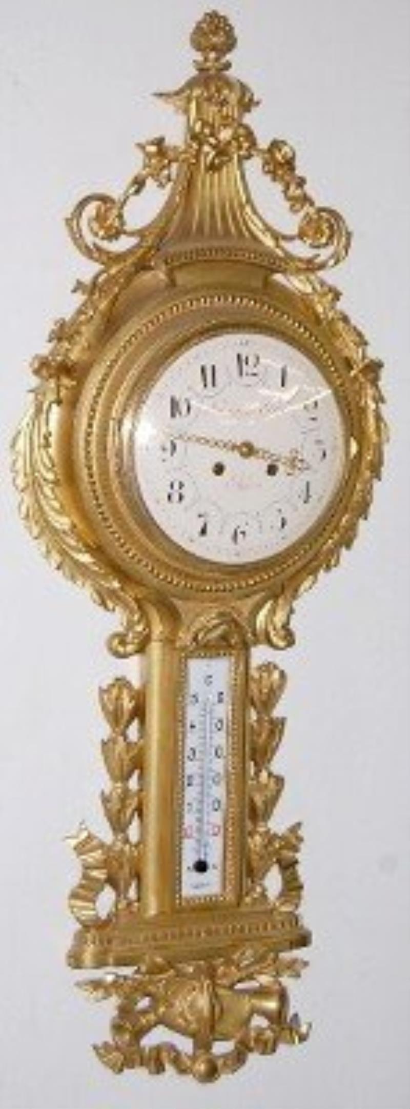 Raingo Paris Bronze Wall Clock & Thermometer