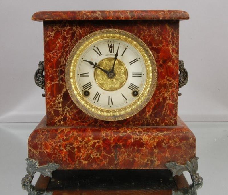 Session Mantel Faux Red Marble Clock