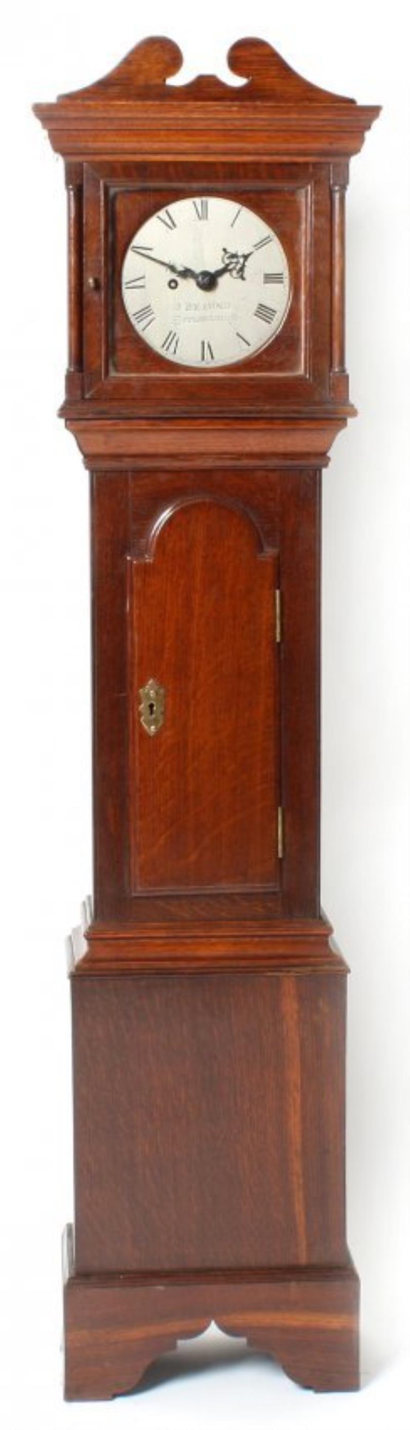 A rare George III oak cased dwarf longcase clock