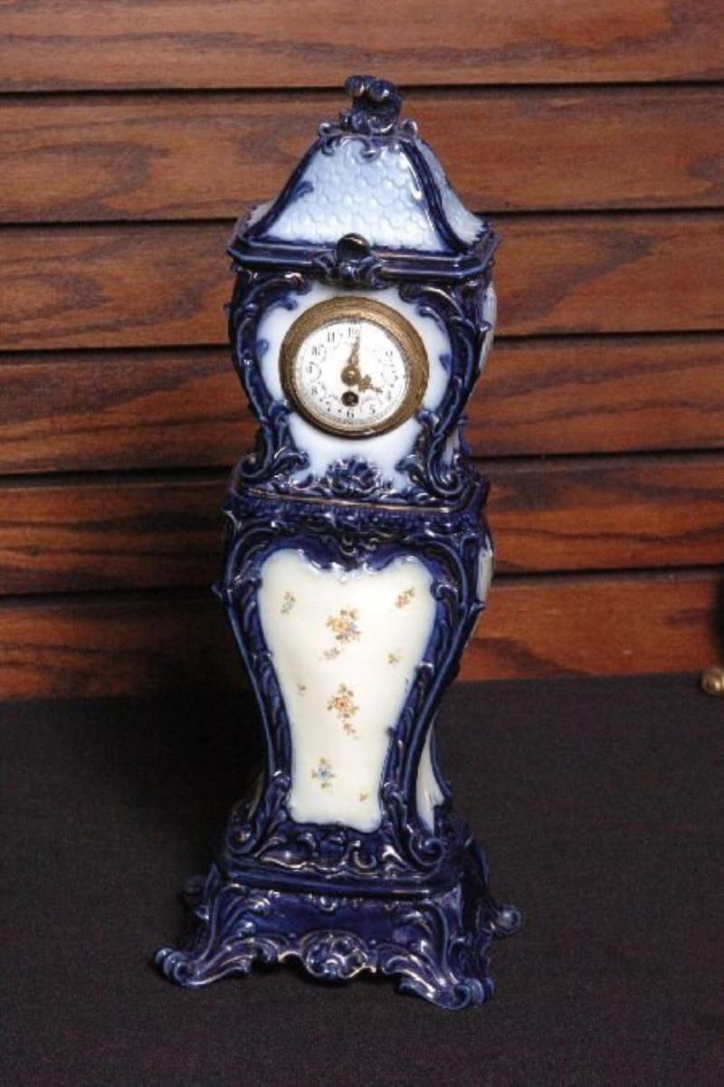 UNUSUAL CONTINENTAL PORCELAIN CASE CLOCK