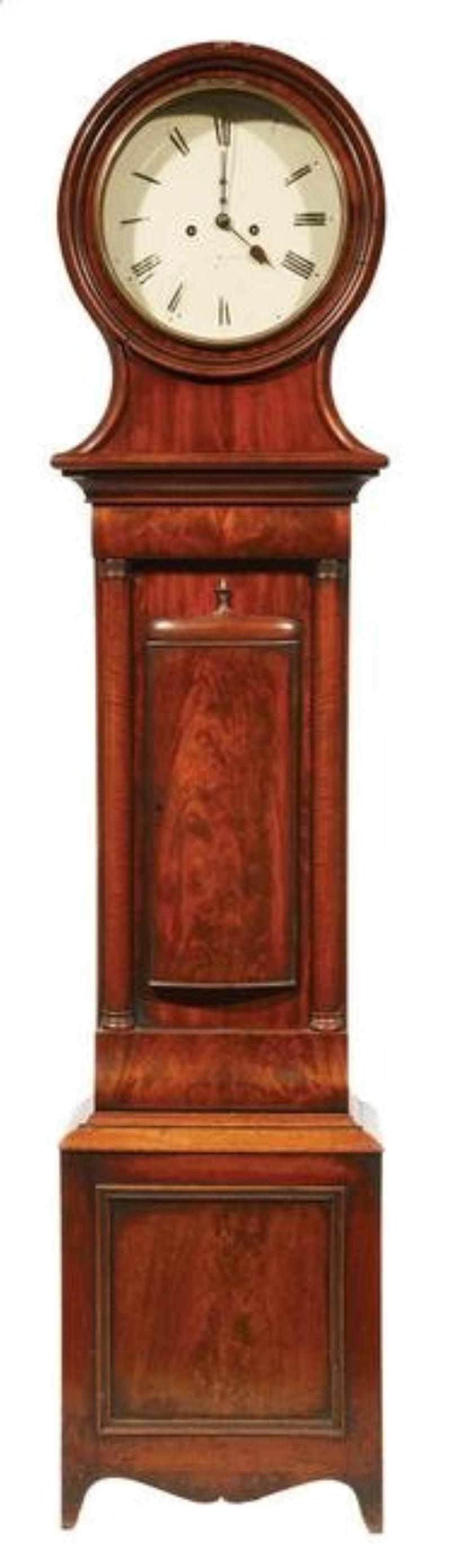 Scottish Carved Mahogany Tall Case Clock