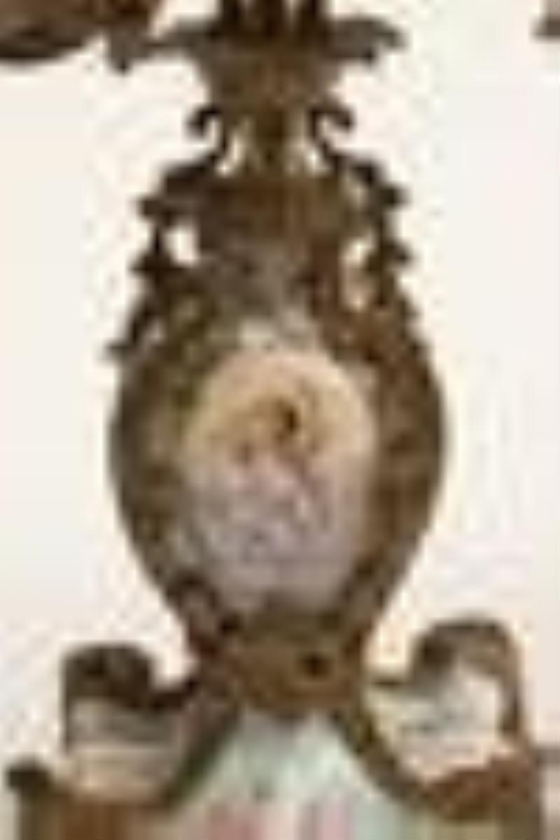 Louis XV-Style Porcelain and Bronze Clock