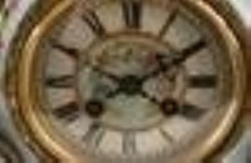 Louis XV-Style Porcelain and Bronze Clock