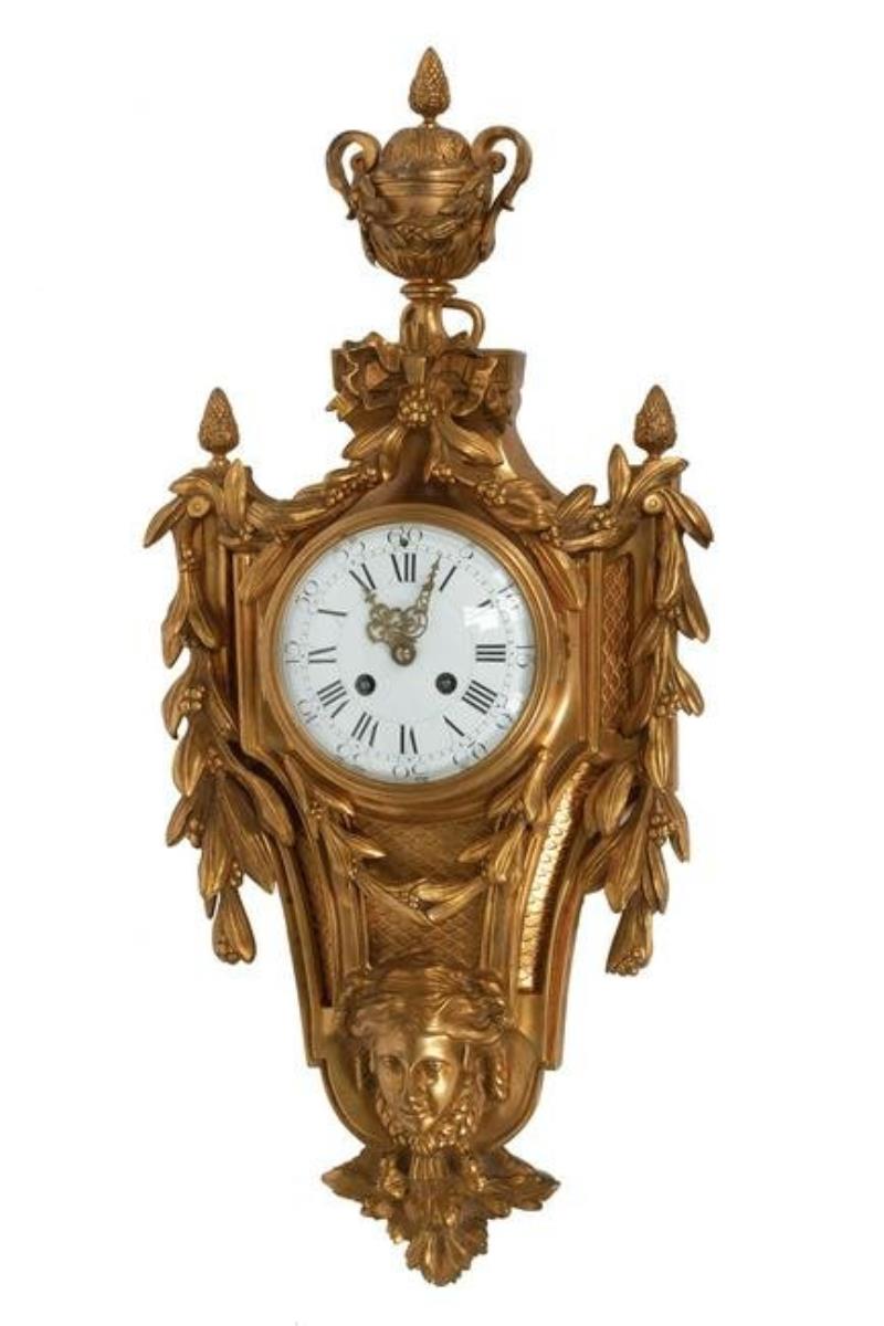 Louis XVI-Style Gilt Bronze Cartel Clock