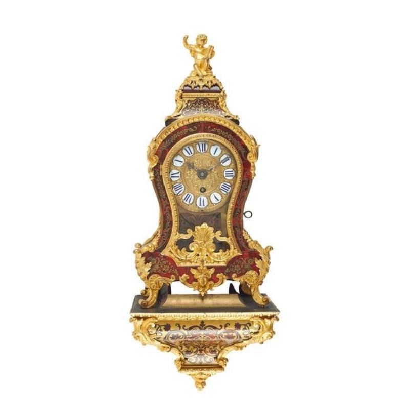 Y FRENCH LOUIS XV BOULLE MARQUETRY BRACKET CLOCK AND