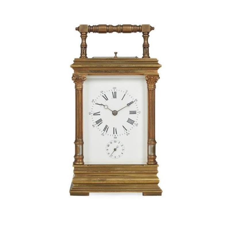 FRENCH BRASS REPEATER CARRIAGE CLOCK LATE 19TH/ EARLY