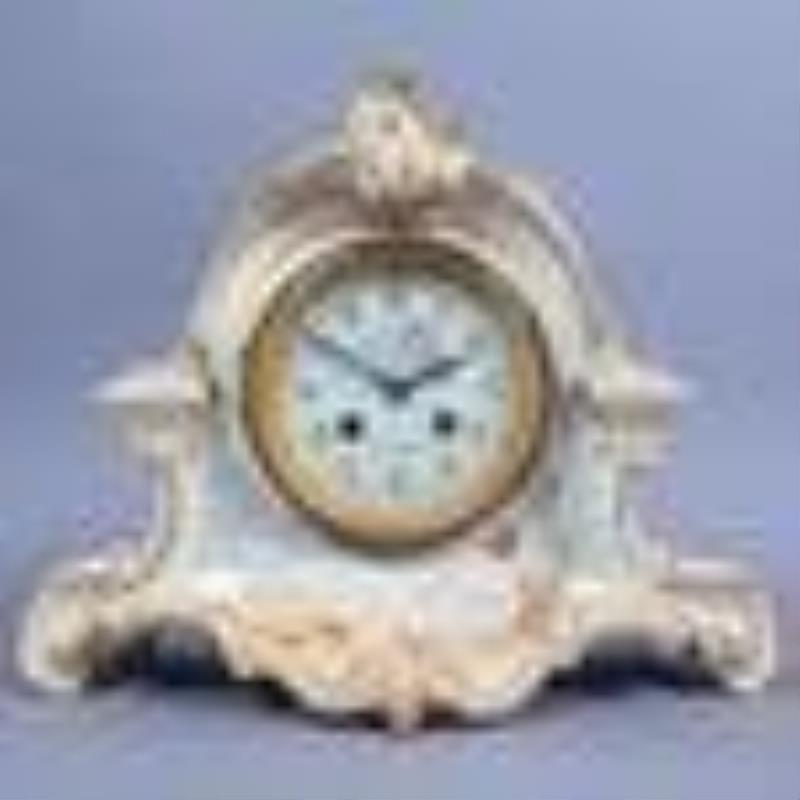 Royal Bonn French Mvt Cupid Hand Painted Mantel Clock