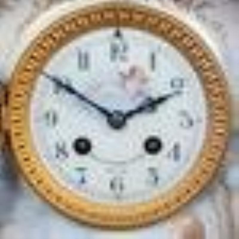 Royal Bonn French Mvt Cupid Hand Painted Mantel Clock