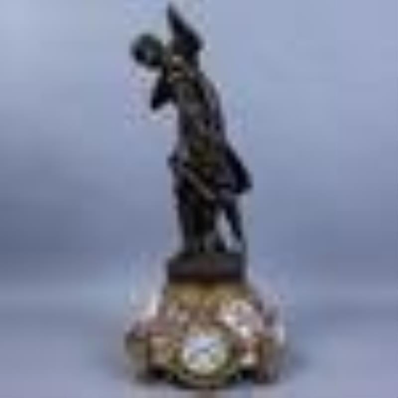 Monumental French Bronze Figural Clock Mathurin Moreau