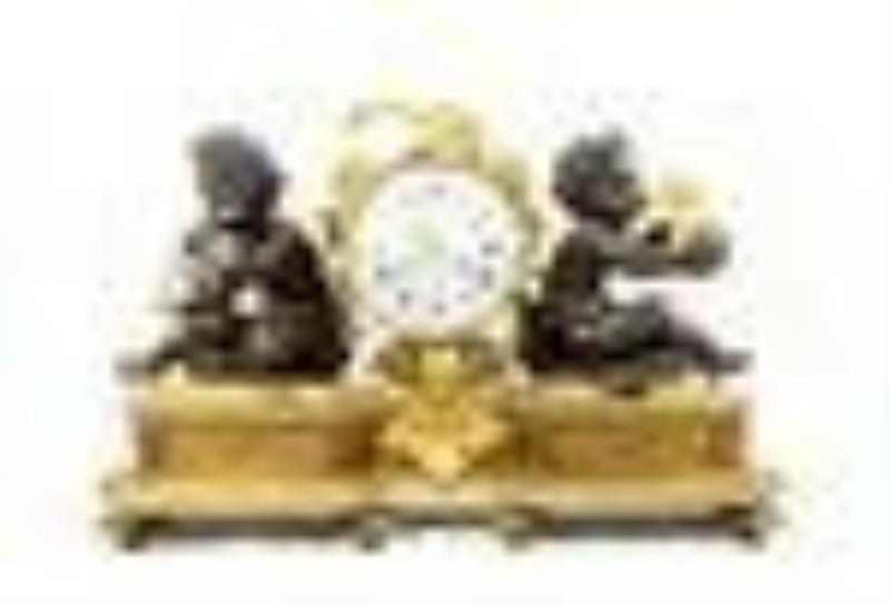 19th c. Large French Bronze Mantel Clock