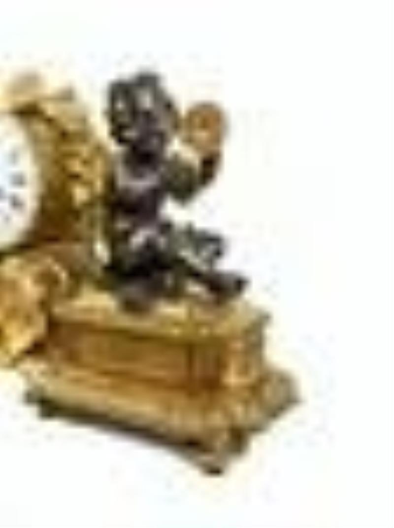 19th c. Large French Bronze Mantel Clock