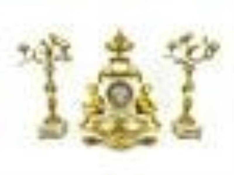Antique 19 century French Bronze Clock Set