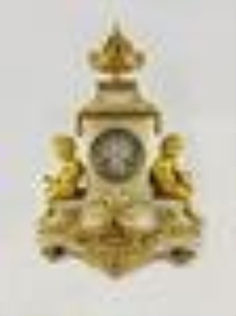 Antique 19 century French Bronze Clock Set
