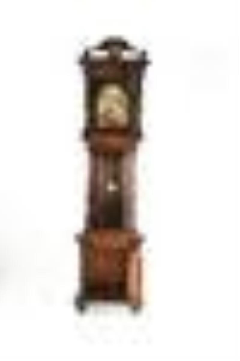 CARVED WALNUT TALL CASE CLOCK IN THE STYLE OF OTTO