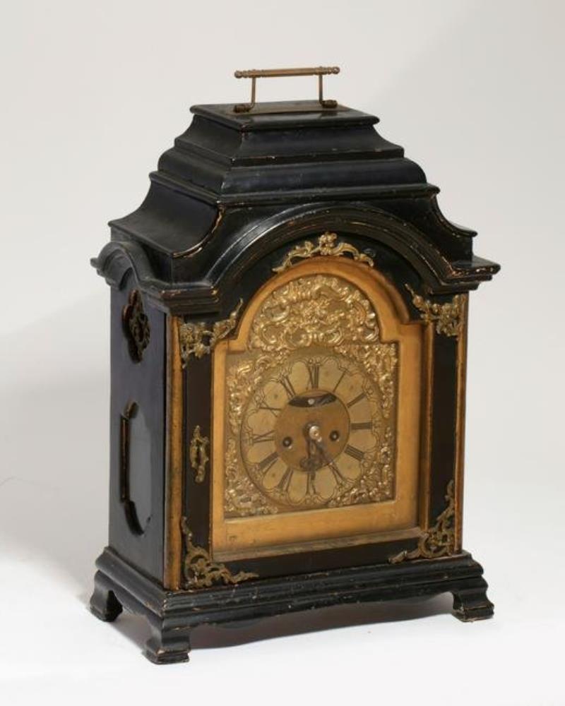 A Continental ebonized bracket clock