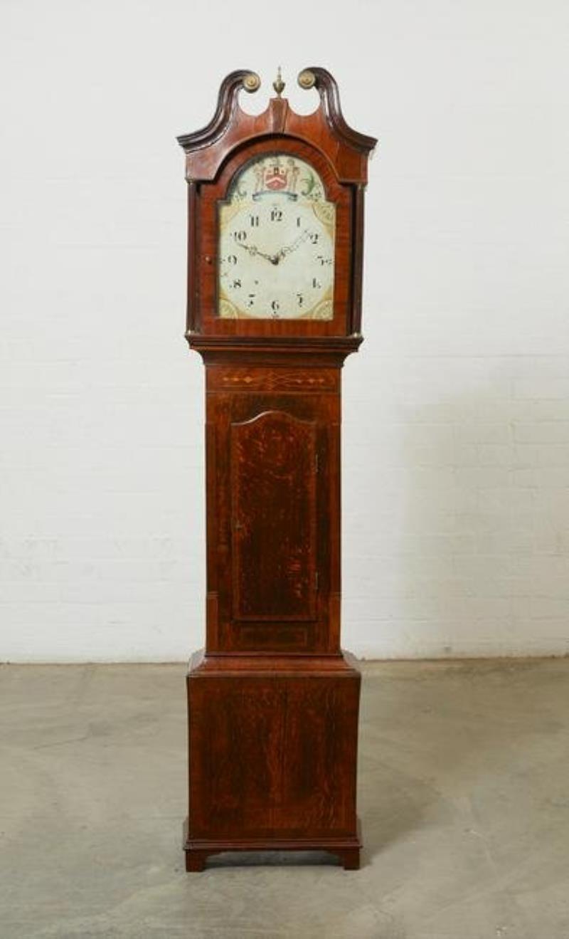 An English oak & mahogany 30-day tall case clock