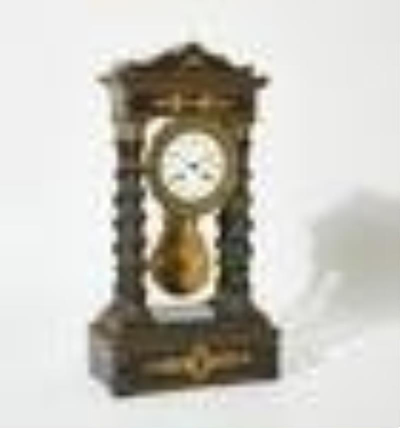 A French ebonized portico clock