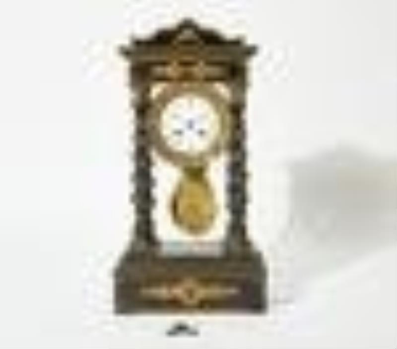 A French ebonized portico clock