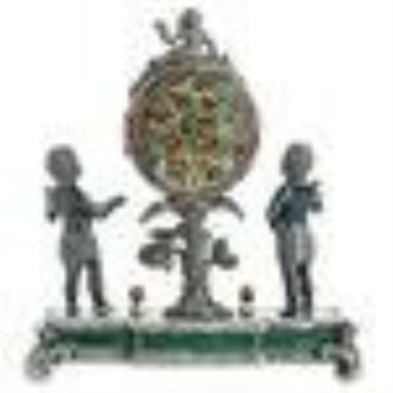 Antique Viennese Silver & Enamel Jeweled Desk Clock