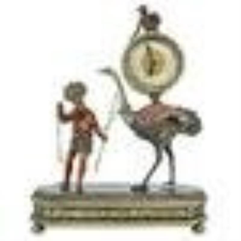 Antique Viennese Silver Enamel & Jeweled Desk Clock