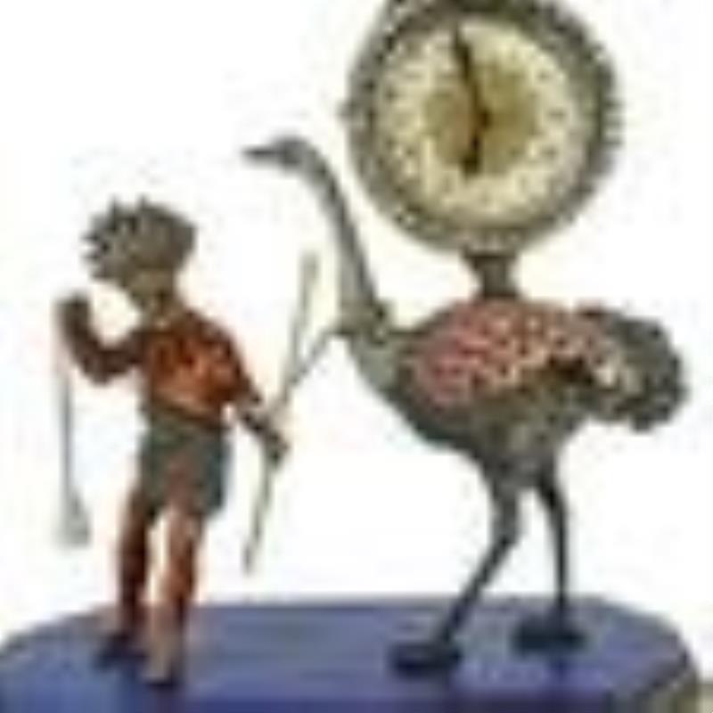 Antique Viennese Silver Enamel & Jeweled Desk Clock