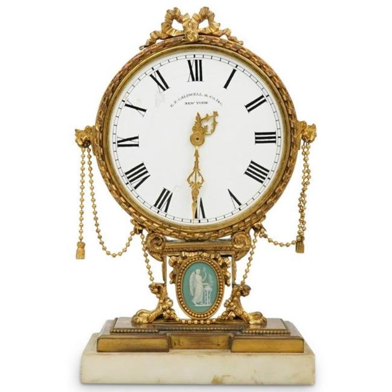 E.F Caldwell and Co. Bronze Desk Clock