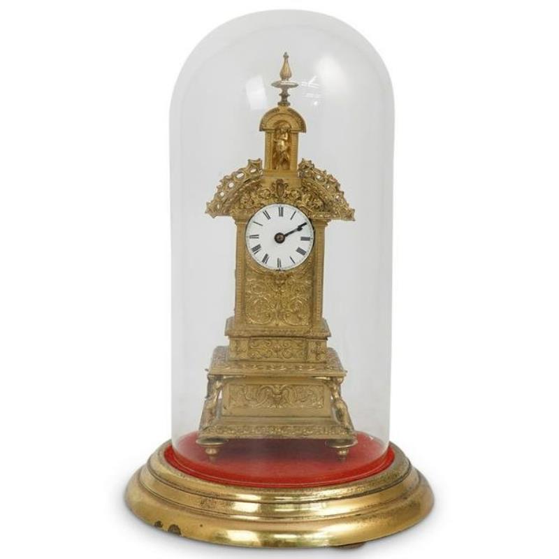 19th Cent. French Raingo Dore Bronze Clock with Dome