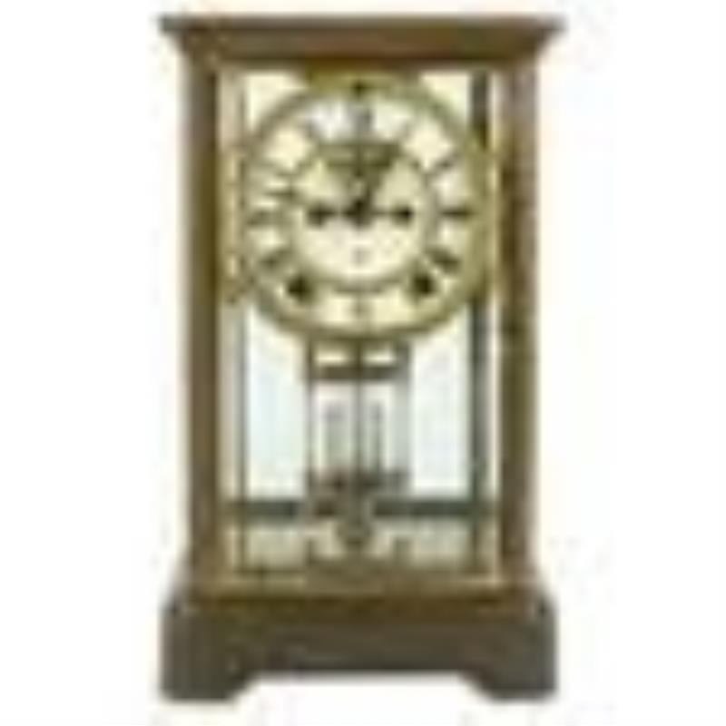 Ansonia Clock Co. Brass & Glass Cased Mantel Clock